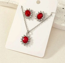 3 PCS WOMEN JEWELRY SET NECKLACE  STUD EARRINGS RHINESTONE CHRISTMAS HOLIDAY