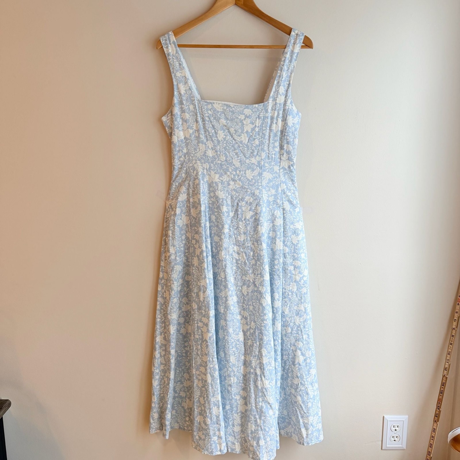 Joie Floral Square Neck Smocked Bodice Linen Maxi Dress Size 6