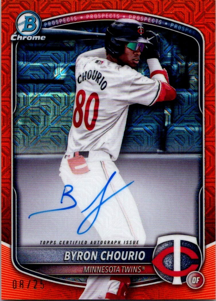 2025 Bowman Byron Chourio Chrome Prospect Auto Mega Box Orange Mojo /25