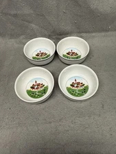 VTG VILLEROY & BACH 5 1/4" CEREAL / SOUP BOWLS (4) DESIGN NAIF COUNTRY SCENE