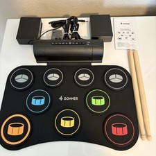 Donner DED-20 Electronic Drum Pad Kit 7 Pads Built-In Speakers MIDI AUX Sticks