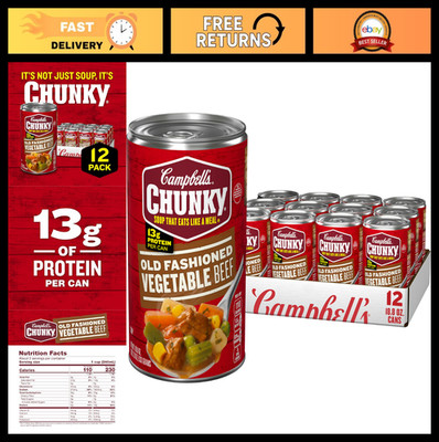 Hearty Vegetable Beef Soup - 18.8 oz Can, 12 Pack - Comfort Food, Ready to Eat