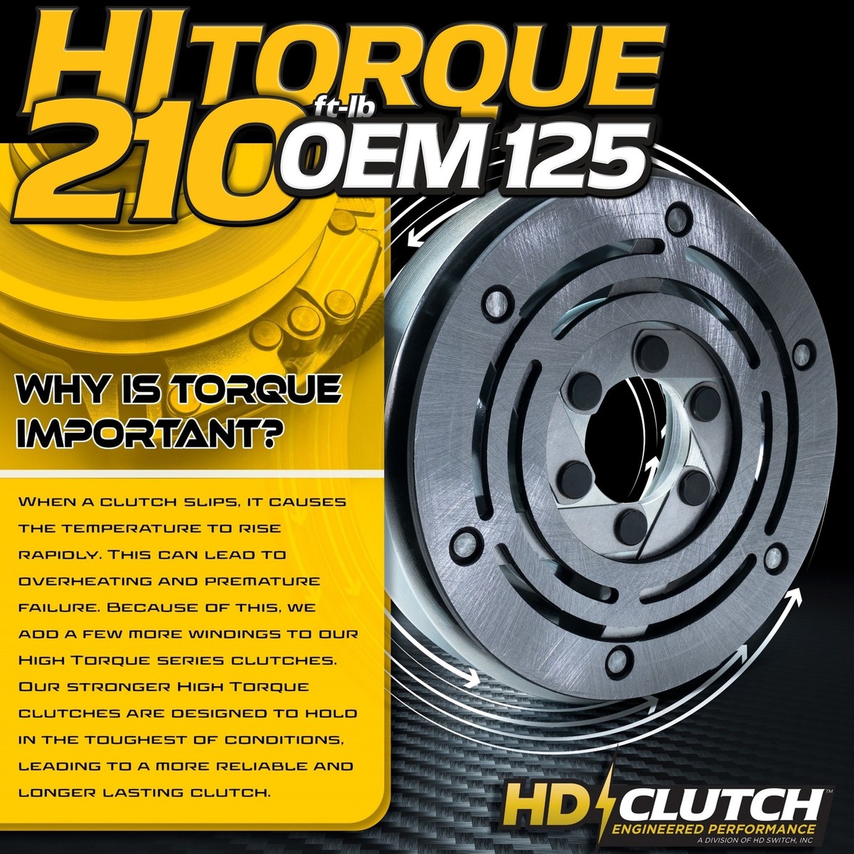 High Torque 210ftlbs (OEM 125) BIGBearing PTO Clutch for Hustler