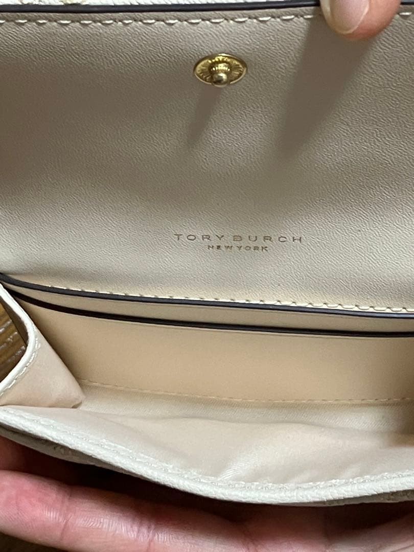 Tory Burch Quilted Card Case Leather Beige Women's Accessories thumbnail 6