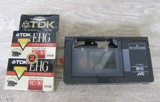 JVC C-P6U VHS-C to VHS Motorized Video Cassette Adapter Tape w/ 2 VHS-C Tapes
