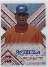 2018 Elite Extra Edition Status Red Die-Cut 49/75 Cristian Santana #195 Auto s3g