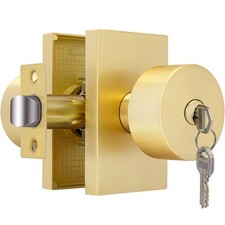 Gold Door Knobs with Lock and Key, Keyed Alike Door Knobs Exterior/Interior, ...