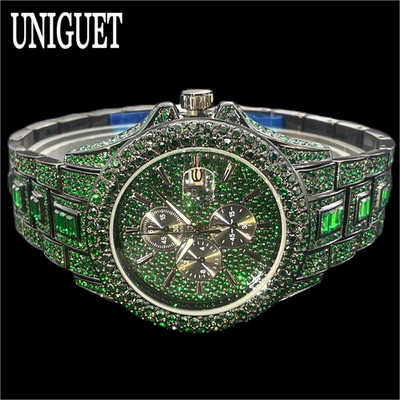 Heißer Verkauf Red Ice Uhr für Herren Modemarke UNIGUET Hip Hop Voll Diamant Luxus