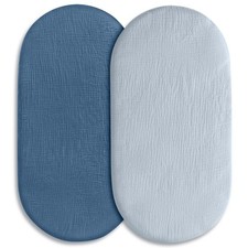 Muslin Bassinet Fitted Sheets 2 Pack, Soft Breathable Cotton Baby Bassinet Mattr