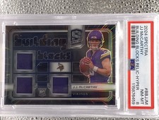 PSA 8 JJ McCarthy 2024 Spectra Building Blocks Relic Hyper /75 Minnesota Vikings