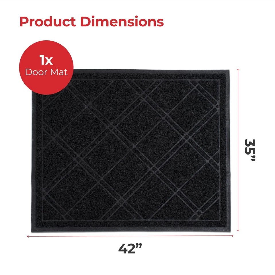 Alfombrilla de puerta de entrada universal - Alfombra de piso a cuadros de 42 x 35 pulgadas para interiores y exteriores... Foto 3 de 4