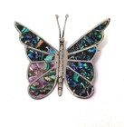 Vtg 925 Mexico Sterling Silver Large Blue Abalone Shell Butterfly Brooch Pin — photo 9