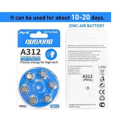 60x V312 Batterie PR41 Rayovac Knopfzelle für Hörgergäte 1.45V 312A Neu