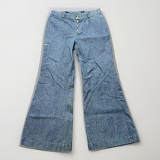 Vintage Denim Bell Bottom Jeans Womens 29x27 Snap Fly 60s Hippie Boho