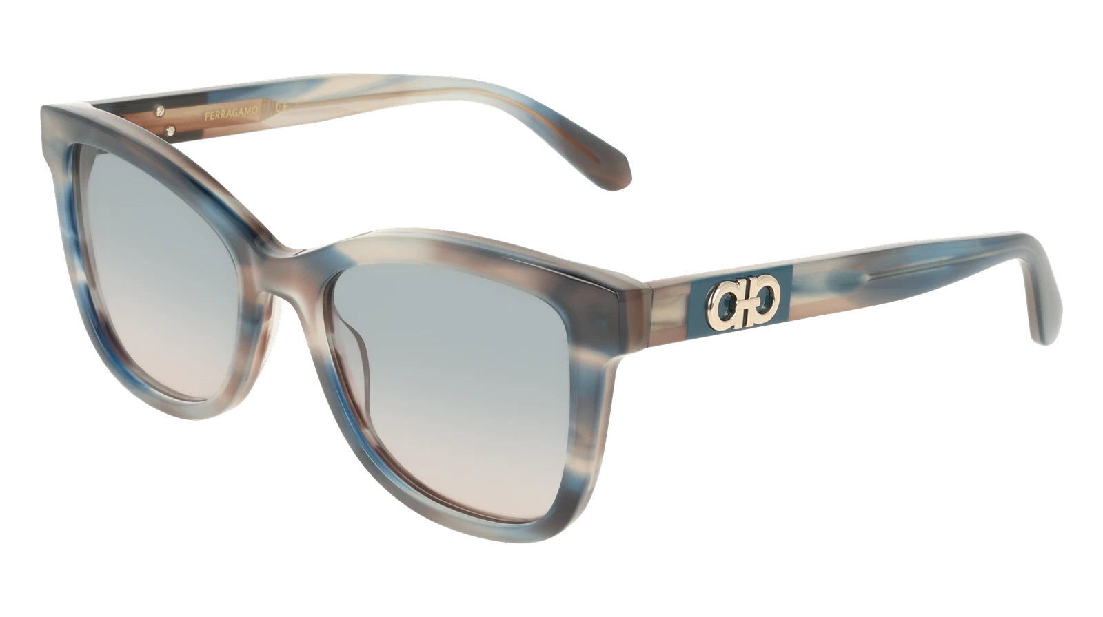 Ferragamo — FERRAGAMO SF2108S 314 STRIPED SAND BLUE 54/19/145 FEMALE Sunglasses