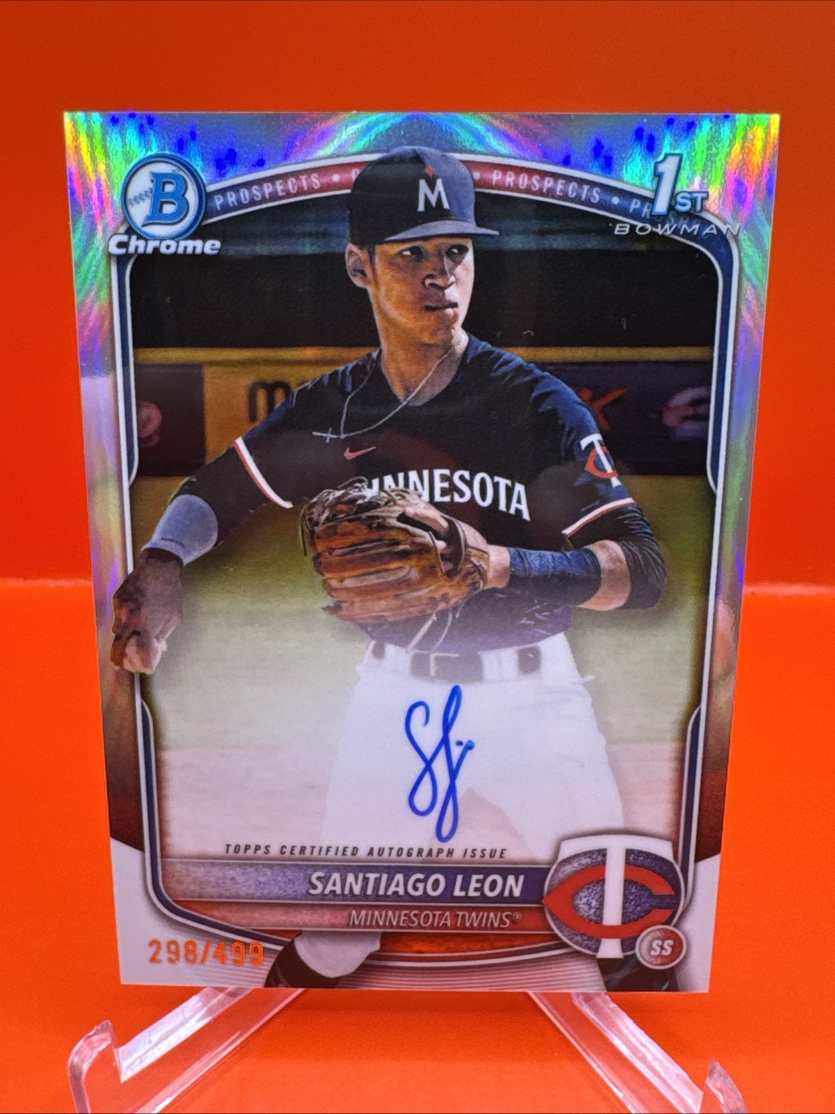 2025 Bowman Chrome Santiago Leon Twins Refractor #/499 On Card 1st Auto 🔥