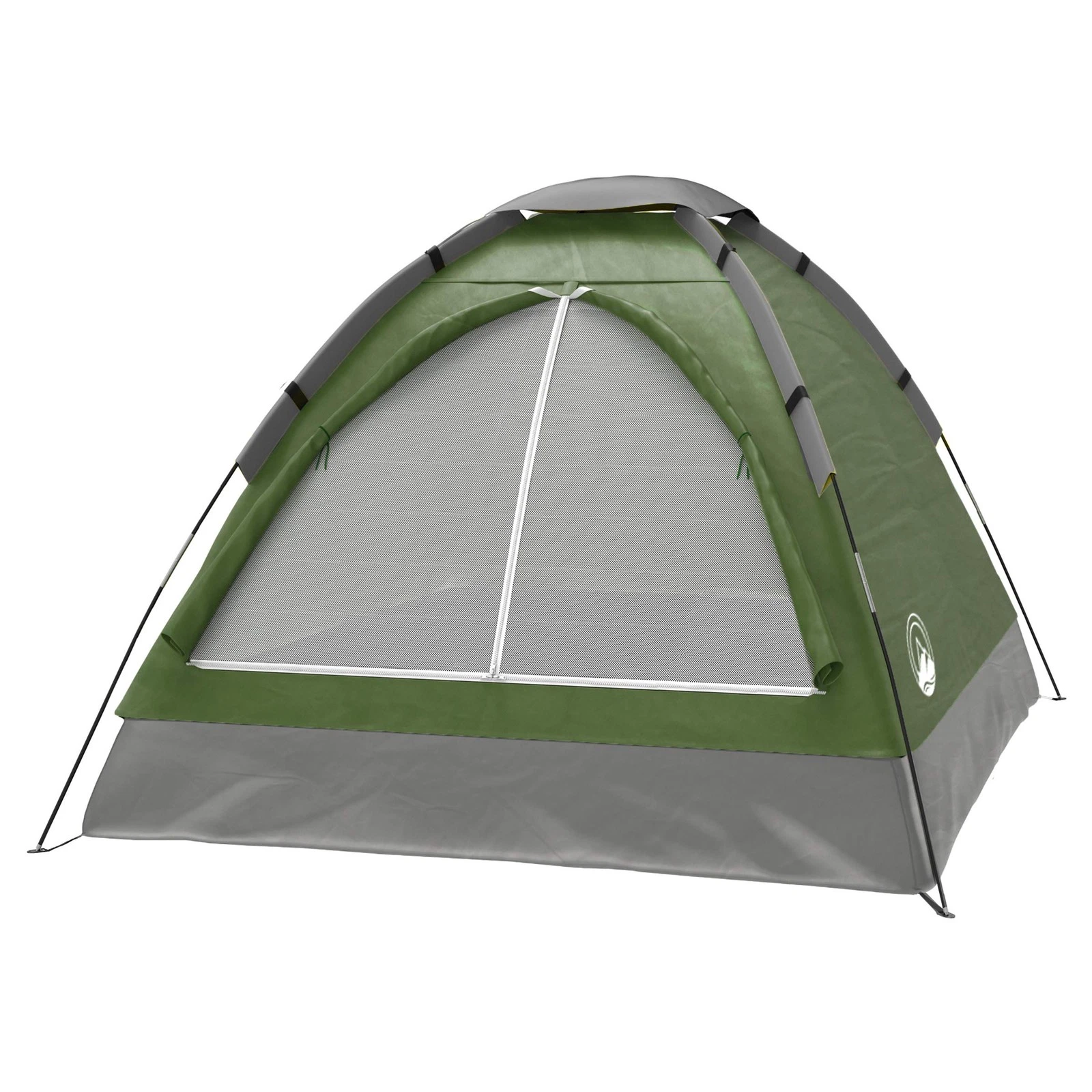 Lightweight 2 Person Green Camping Tent with Rain Fly and Ventilation Window