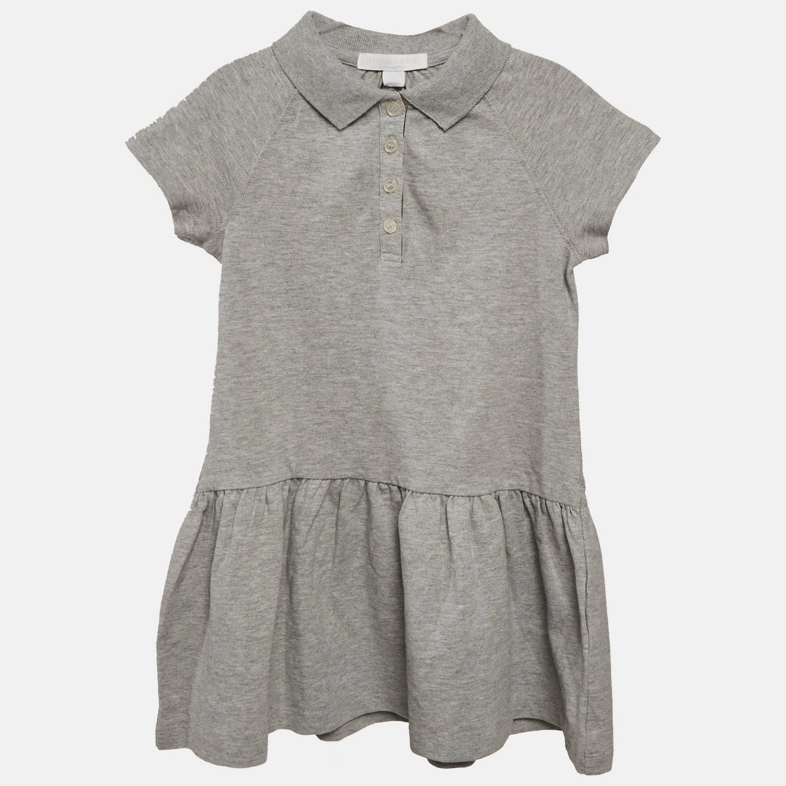 Polo Burberry bambino grigio melange cotone piqué plissettata 4 anni