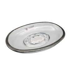 GLASS SOAP DISH SILVER RIM MAISON BATHROOM SOAP HOLDER NEW