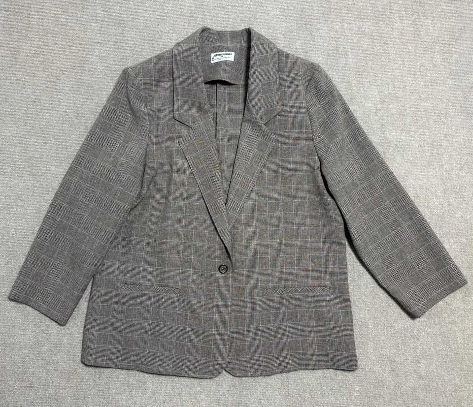 Pantalones Blazer Vintage Alfred Dunner Para Mujer 14 Gris Marrón Glen Cuadros EE. UU. Foto 2 de 4
