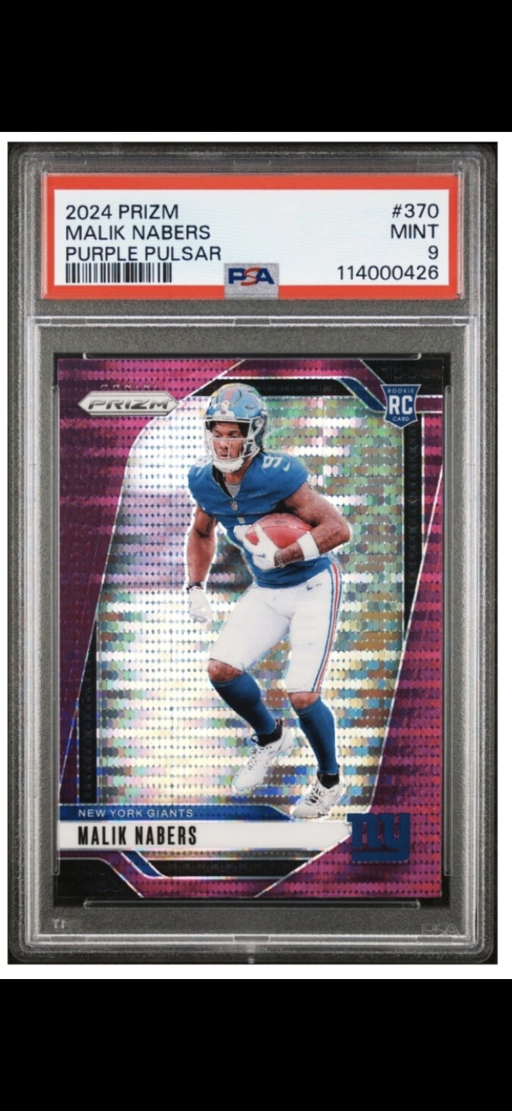 🏈2024 Panini Prizm🔥Malik Nabers🔥#370 Purple Pulsar Prizm (RC)Mint PSA 9🔥👀💯