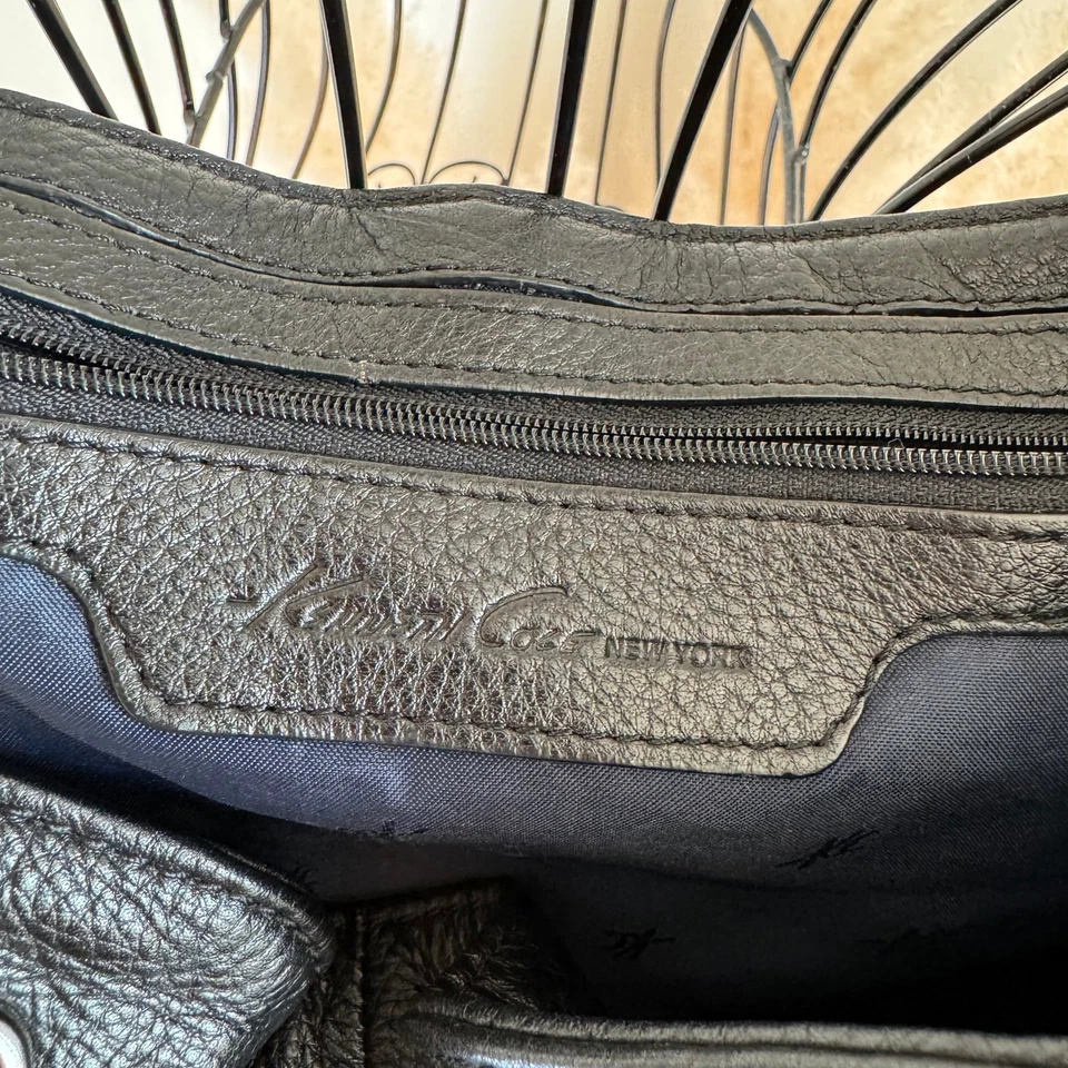 Kenneth Cole Black Leather Hobo Slouchy Shoulder Flap Bag-Chain Strap Boho Chic - Image 4 of 4