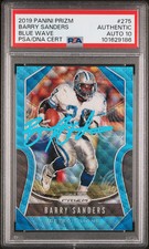 Barry Sanders 2019 Panini Prizm Blue Wave Card #275 Auto Graded PSA 10 84/199