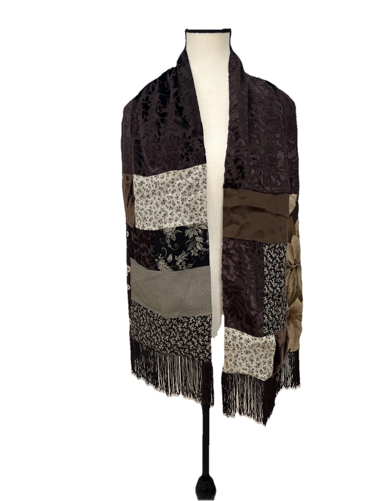 HENRI BENDEL MULTI SILK PATCHWORK SILK LINED FRIN… - image 1