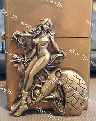 1 piece Brass Sexy motorcycle girl Badge DIY lighter sticker