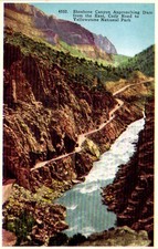 Shoshone canyon dam Cody road Yellowstone park postcard