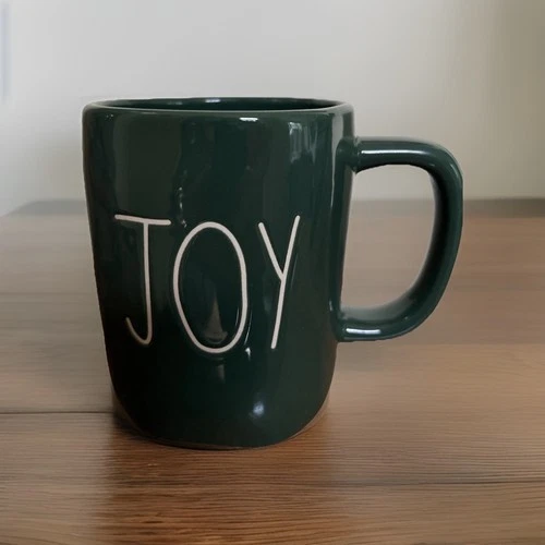 Rae Dunn Artisan Collection By Magenta Coffee Mug "Joy" Dark Green 4.75" tall