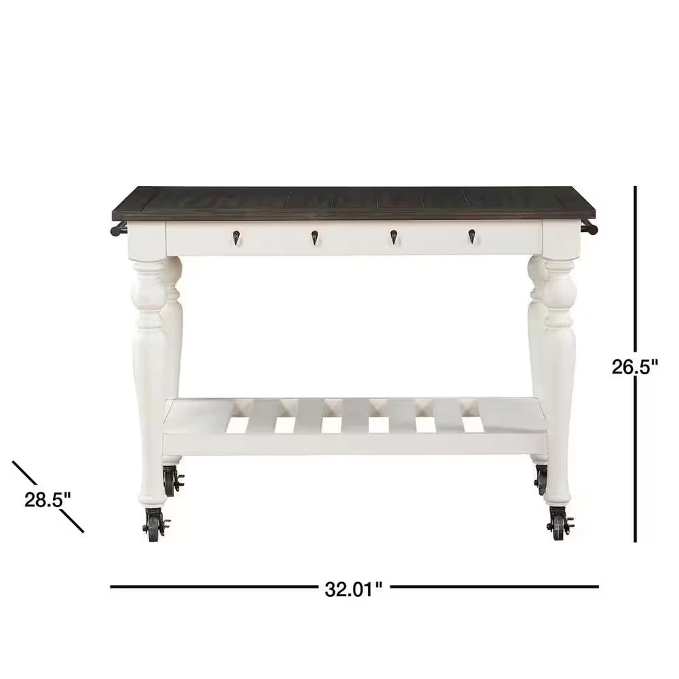 Carro de cocina Joanna bicolor marfil y roble oscuro Foto 2 de 4