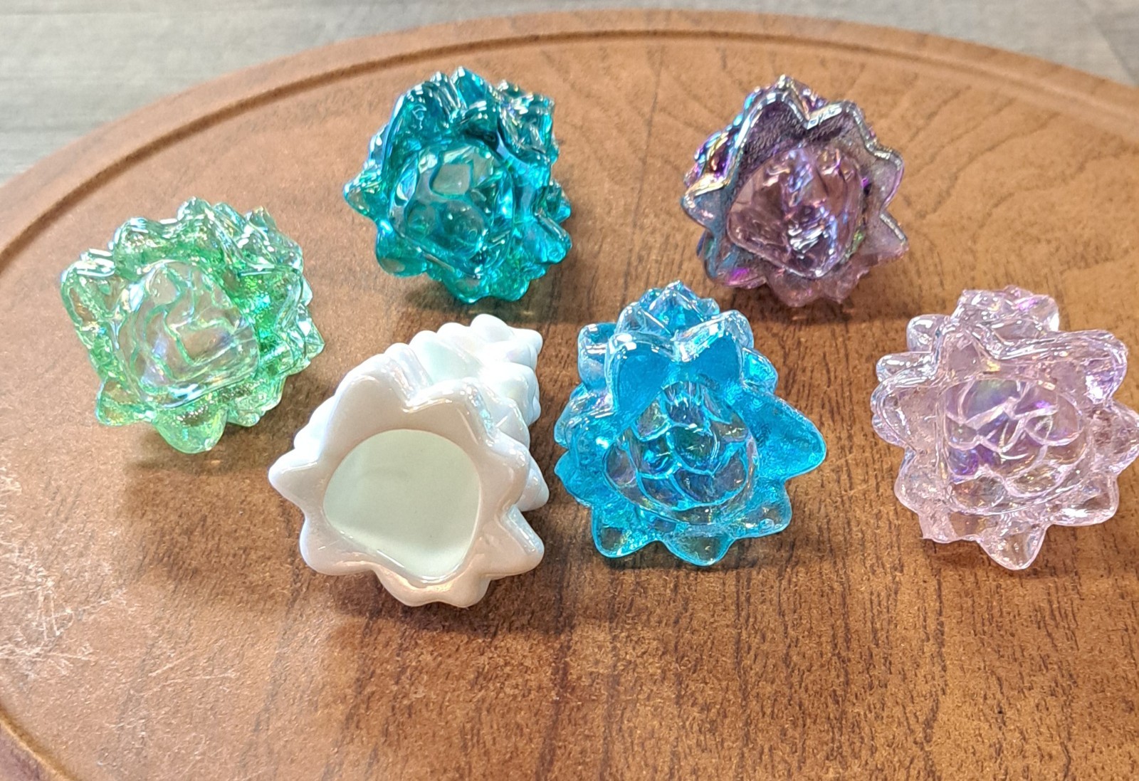 Mosser Glass Mini Christmas Trees 2.75" Sugar Plum Buffett Blue Milk Teal Set 6