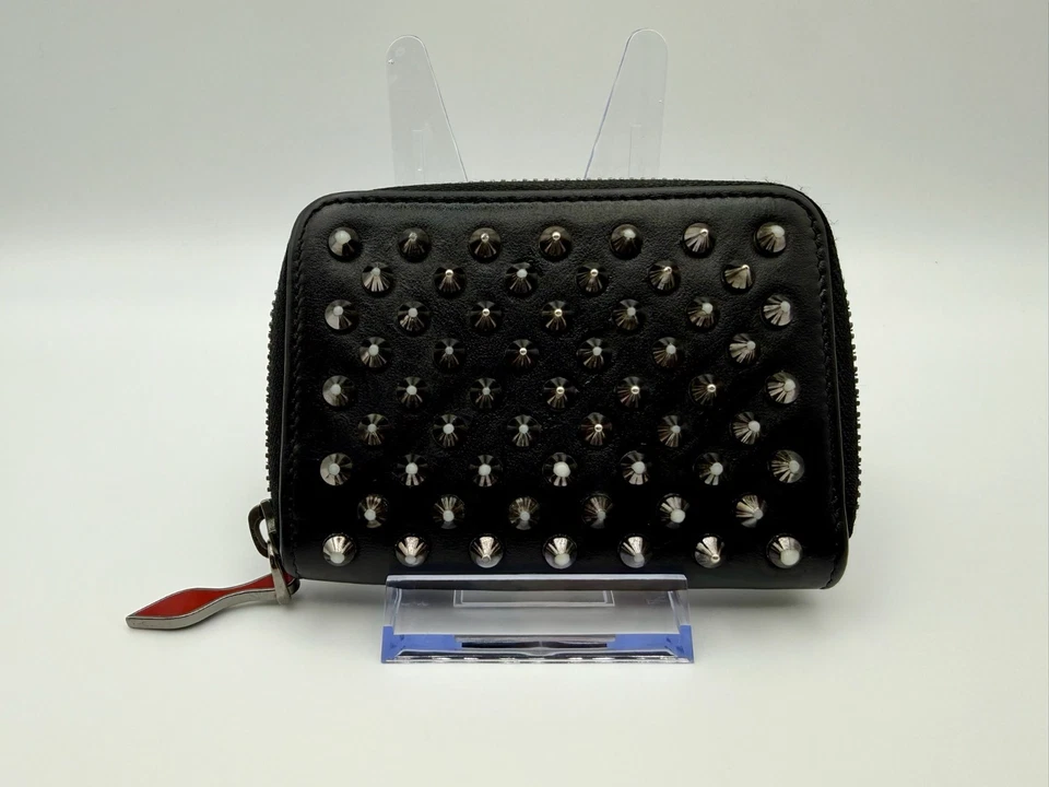 Auth CHRISTIAN LOUBOUTIN Studded Black Panettone Leather Wallet Coin Purse | COA - Image 3 of 4