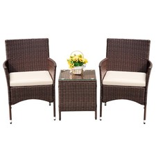 Outdoor 3-Piece PE Rattan Patio Furniture Set Garden
