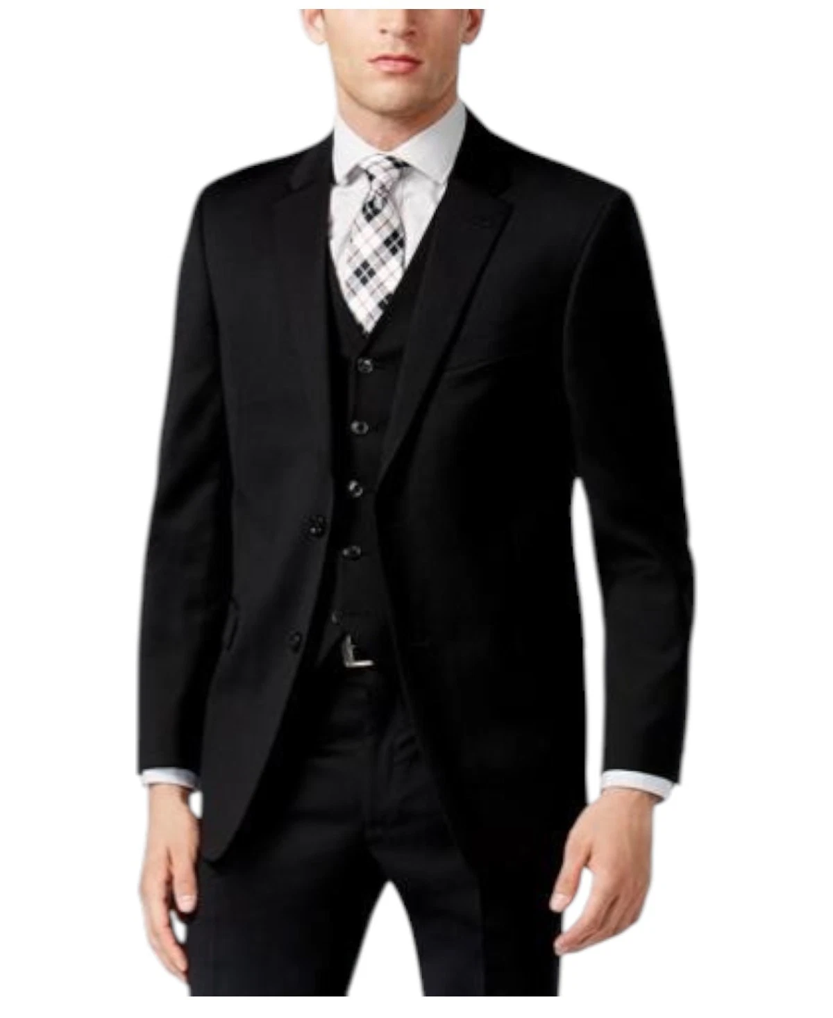 Tommy Hilfiger Mens Modern fit Suit Jacket Blazer 46 R Black Solid Stretch