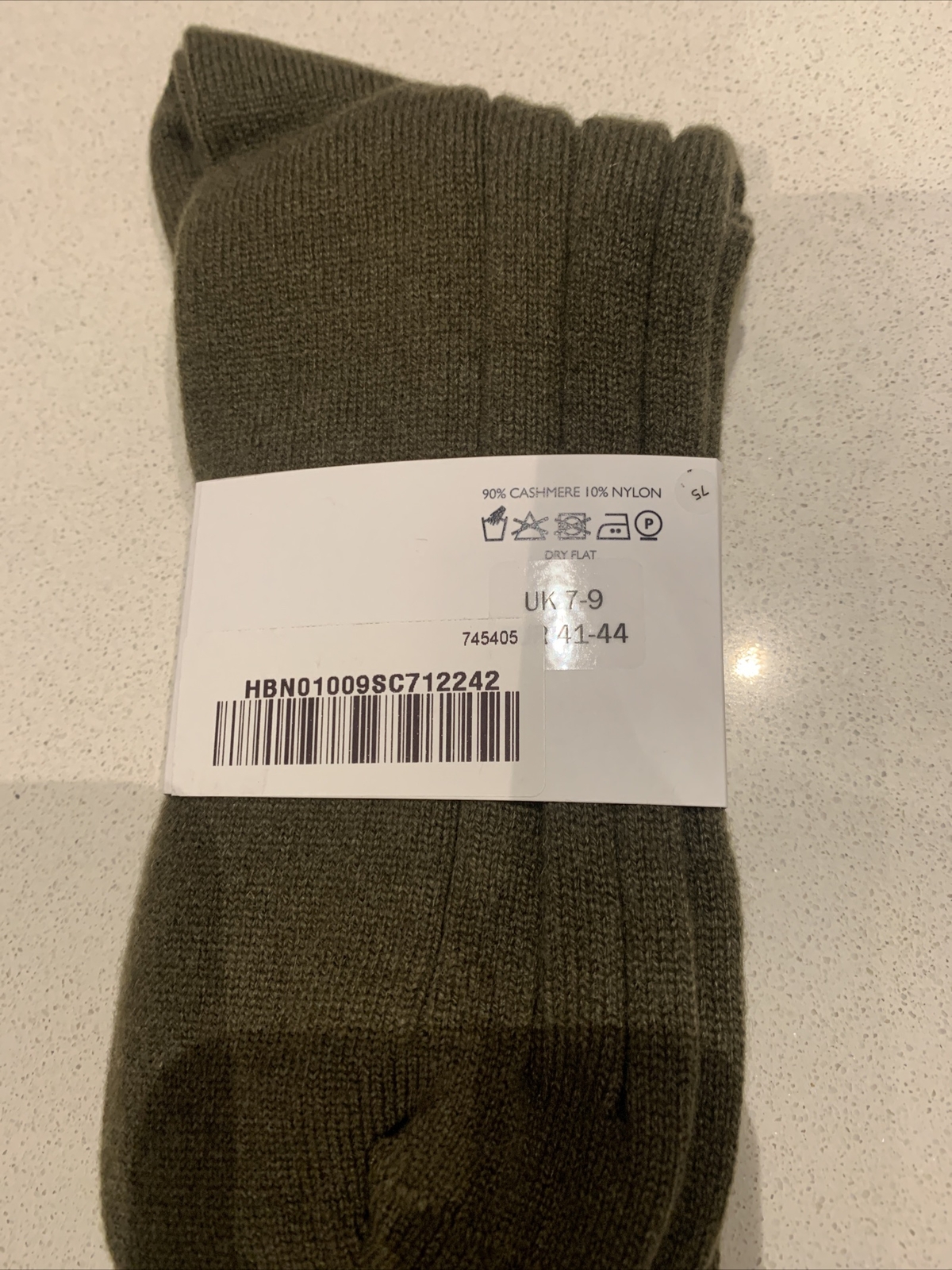 Johnstons of Elgin Hommes Chaussettes Cachemire Kaki Vert Chaud Épais