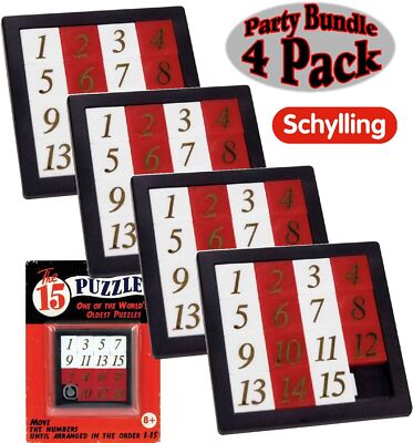 Schylling The 15 Puzzle (Number Slide Brain Teaser) with Clear Carry Case Par...