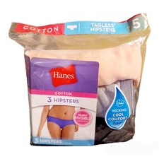 Hanes Hipster Underwear-Size 5 Women-Wicking-Multi Colors-3 Pairs