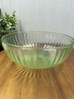 Vintage 1930s Uranium Glass Fruit Bowl - Art Deco Green Depression Glass