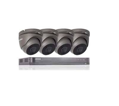 HIKVISION 5MP CCTV SYSTEM DVR 4CH HD OUTDOOR DOME KAMERA POC SICHERHEITSKIT GRAU