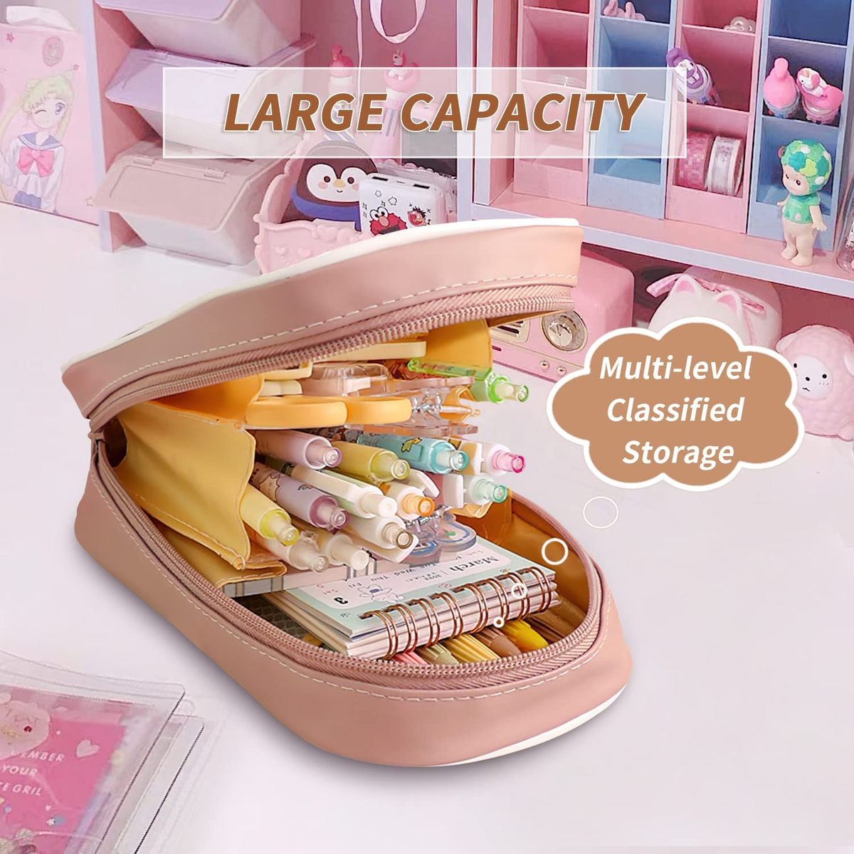 Pencil Case Kawaii - Cute Korean Stick Figure Design, Preppy Stationery  Holder For School Fluffy Pencil Case, image size:1200x1200