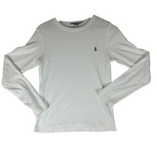 Polo Ralph Lauren Sport Shirt Boy's Size Large White Long Sleeve Blue Pony