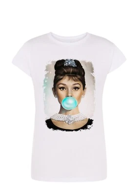 T-Shirt Audrey Hepburn disegno Donna 100% Cotone Taglia S>XXL