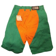 Vintage LeBon Le Bon Denim Jean Shorts 80s Green Orange High Waist Deadstock