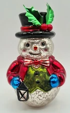 Snowman Vintage Inspired LED Light Up 6.25" Glass Christmas Tabletop Decor