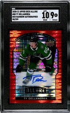 Ty Dellandrea 2020-21 Upper Deck Allure #80 Red Rainbow Auto 90/299 SGC 9 MT