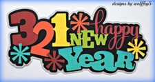 CRAFTECAFE NEW YEAR TITLE premade paper piecing scrapbook piece diecut WOLFFEY