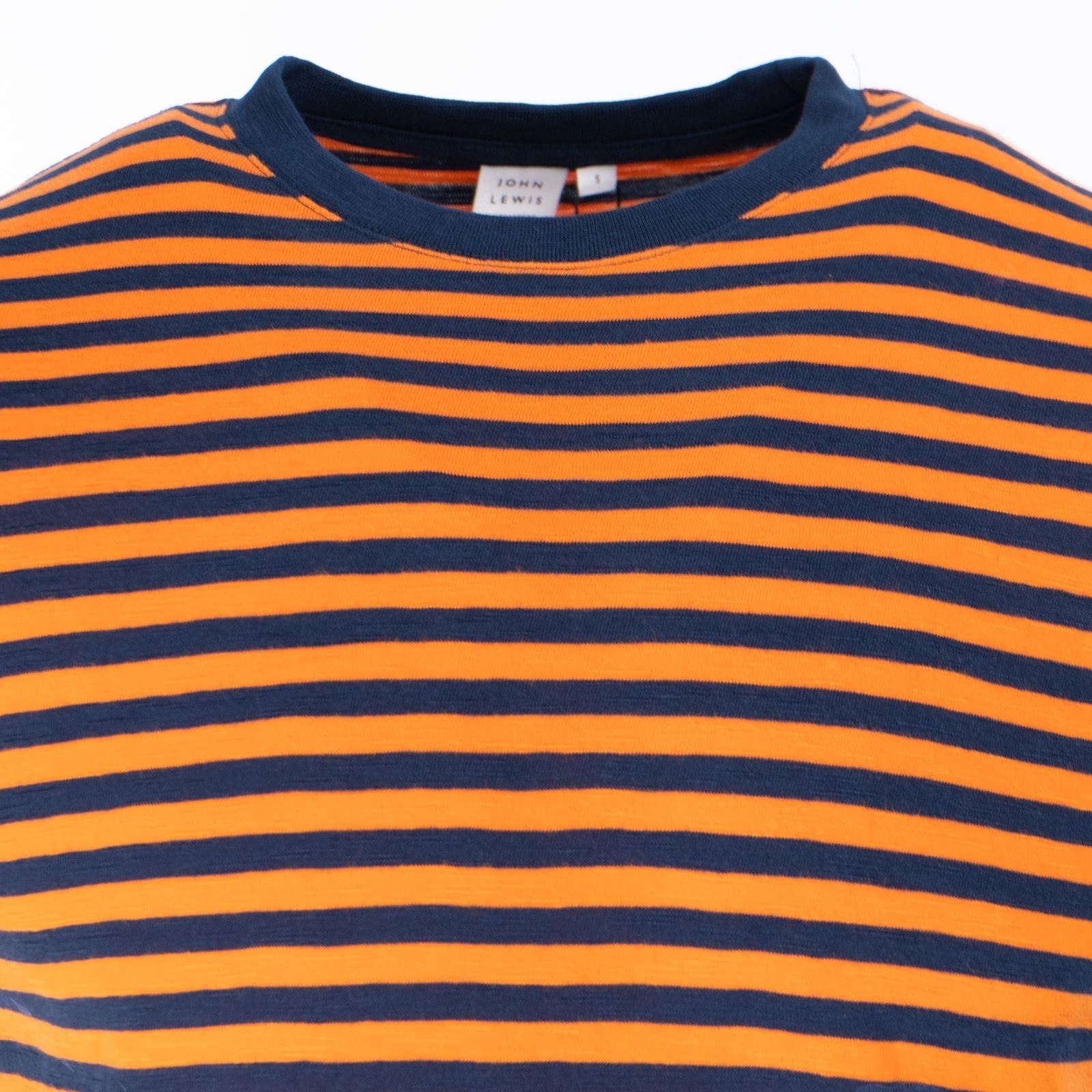 John Lewis Mens Tshirt Top Supima Cotton Striped Green Navy Orange