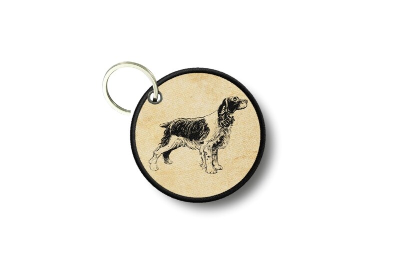 Keychain Round Printed Double-Sided Brittany Spaniel